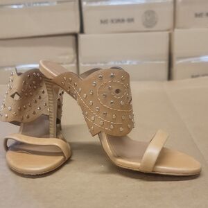 Reiss Womens High Heel Leather Sandals Tan Size 37 Excellent Condition!
